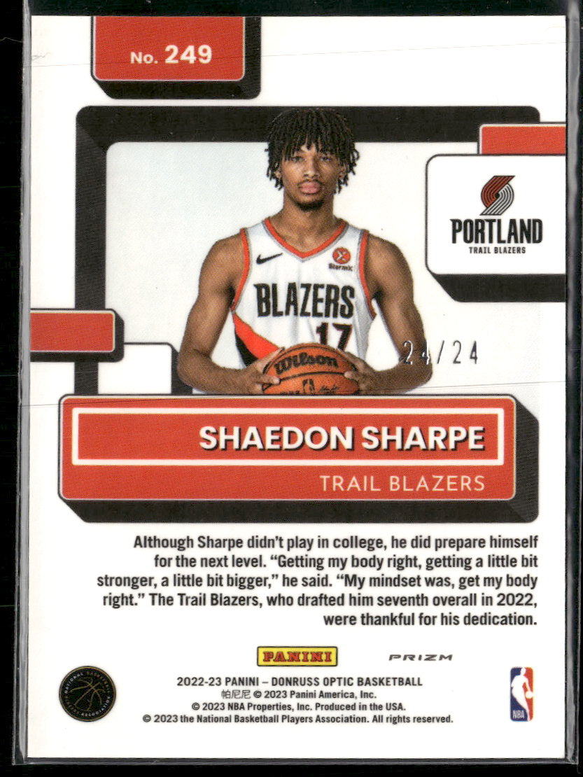 2022-23 Donruss Optic Choice Blue Mojo Shaedon Sharpe #/24 #249