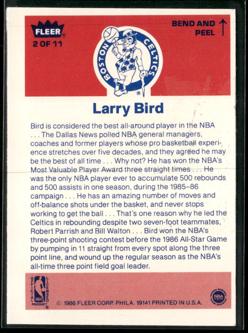 1986-87 Fleer Stickers Larry Bird #2