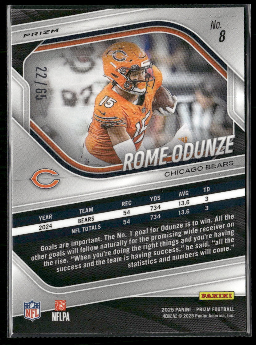 2025 Panini Prizm Orange Wave Rome Odunze #/65 #8