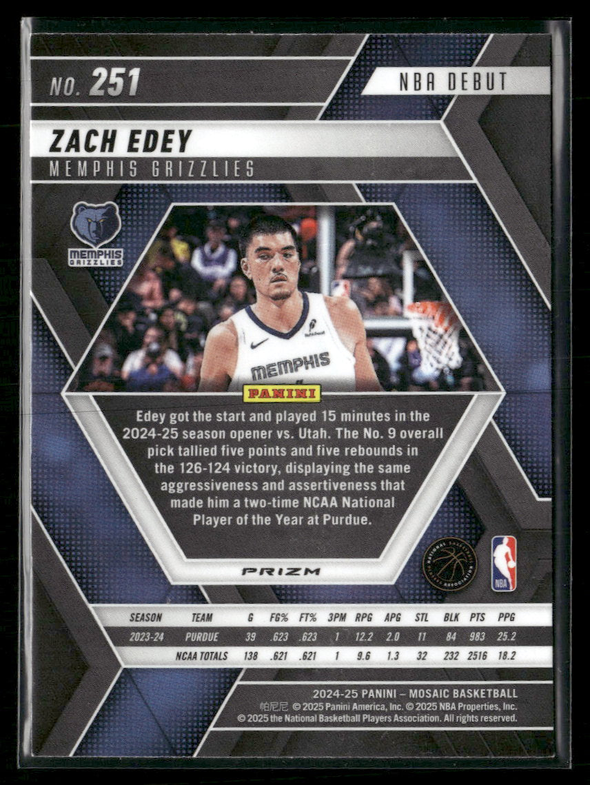 2024-25 Panini Mosaic Genesis Mosaic Zach Edey #251