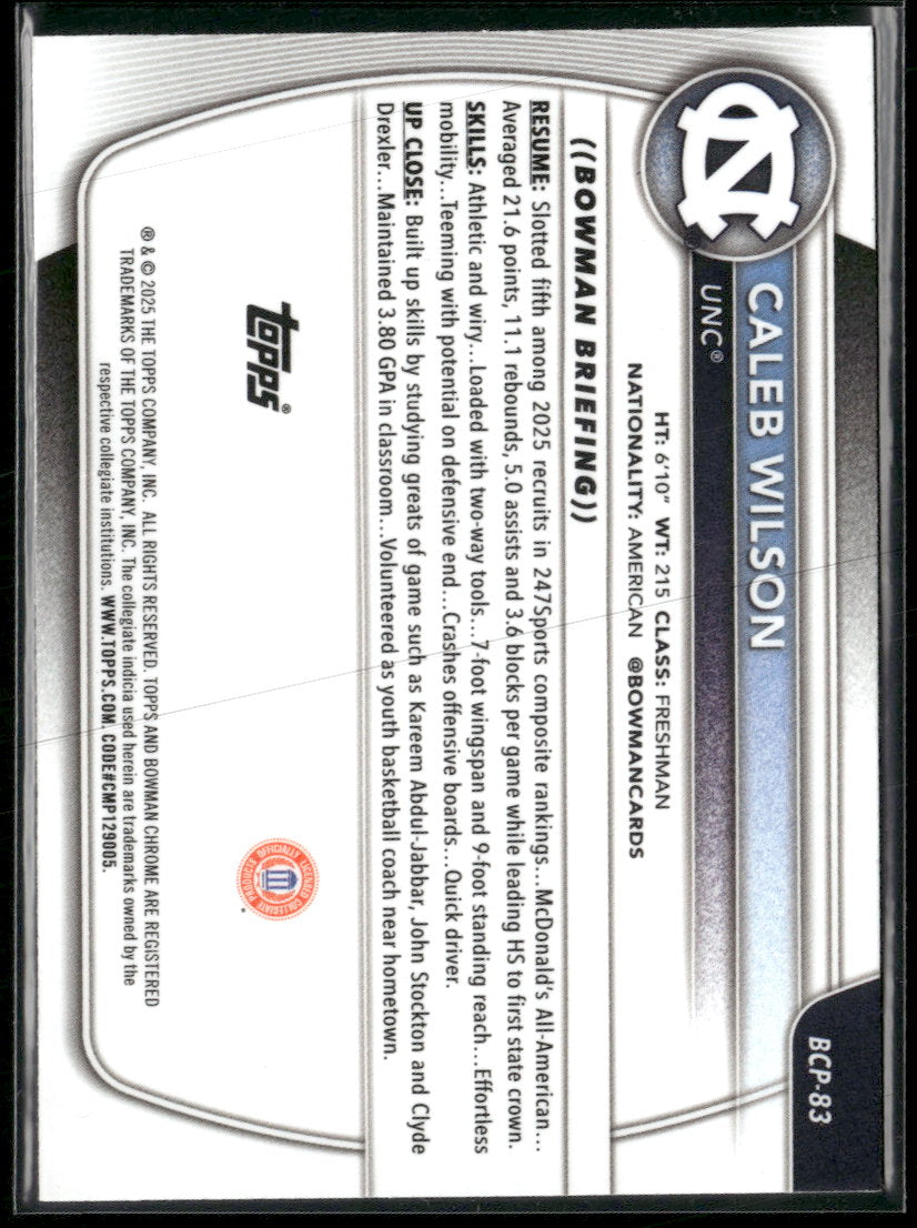 2025-26 Bowman Chrome Prospects Mojo Refractor Caleb Wilson #BCP-83