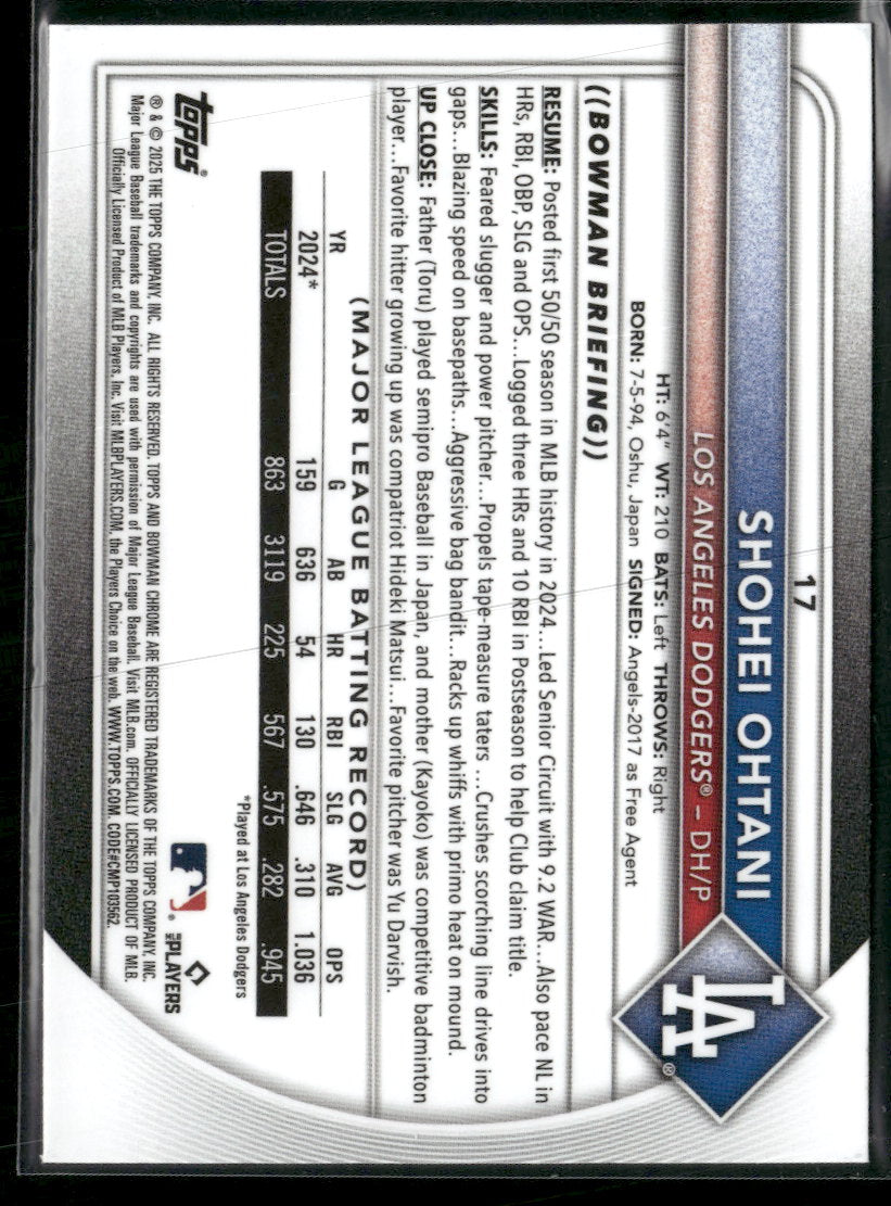 2025 Bowman Chrome Mojo Refractors Shohei Ohtani #17