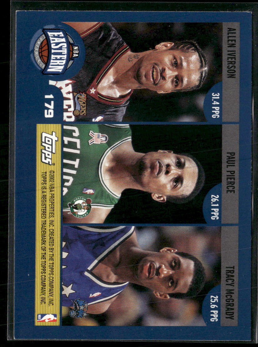 2002 Topps League Leaders O'Neal / Duncan / Bryant / Iverson / Pierce / McGrady