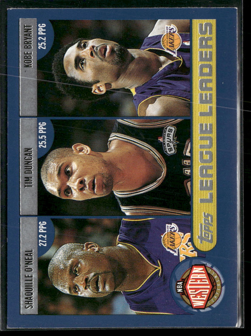 2002 Topps League Leaders O'Neal / Duncan / Bryant / Iverson / Pierce / McGrady