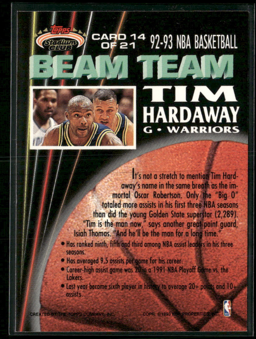 1992-93 Stadium Club Beam Team Tim Hardaway #14