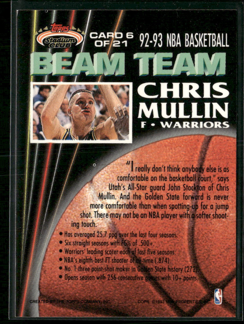 1992-93 Stadium Club Beam Team Chris Mullin #6
