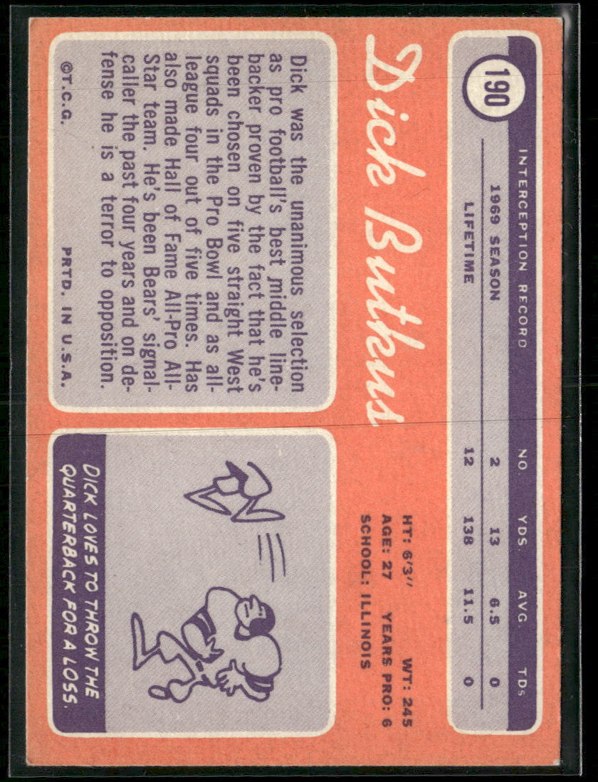 1970 Topps Dick Butkus #190