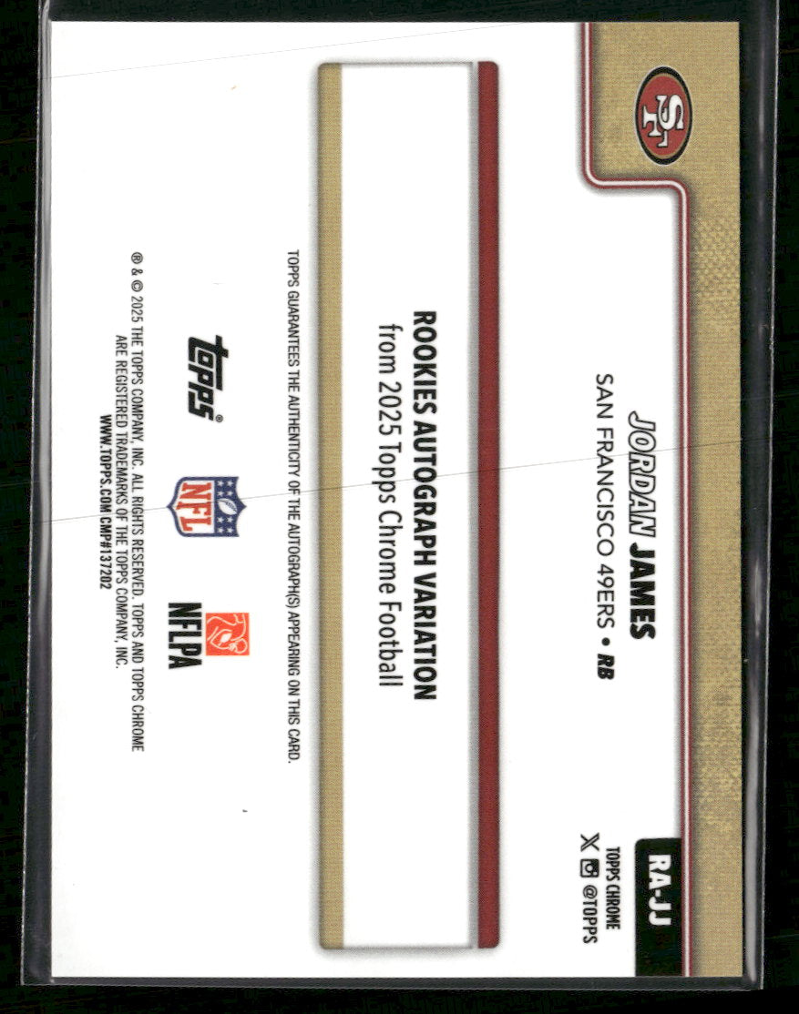 2025 Topps Chrome Rookie Autographs Yellow Refractor Jordan James /275 AU #RA-JJ