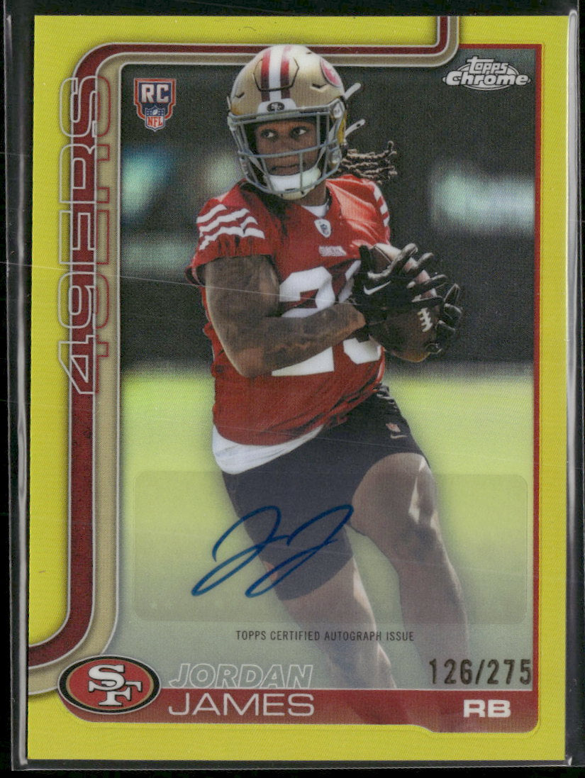 2025 Topps Chrome Rookie Autographs Yellow Refractor Jordan James /275 AU #RA-JJ