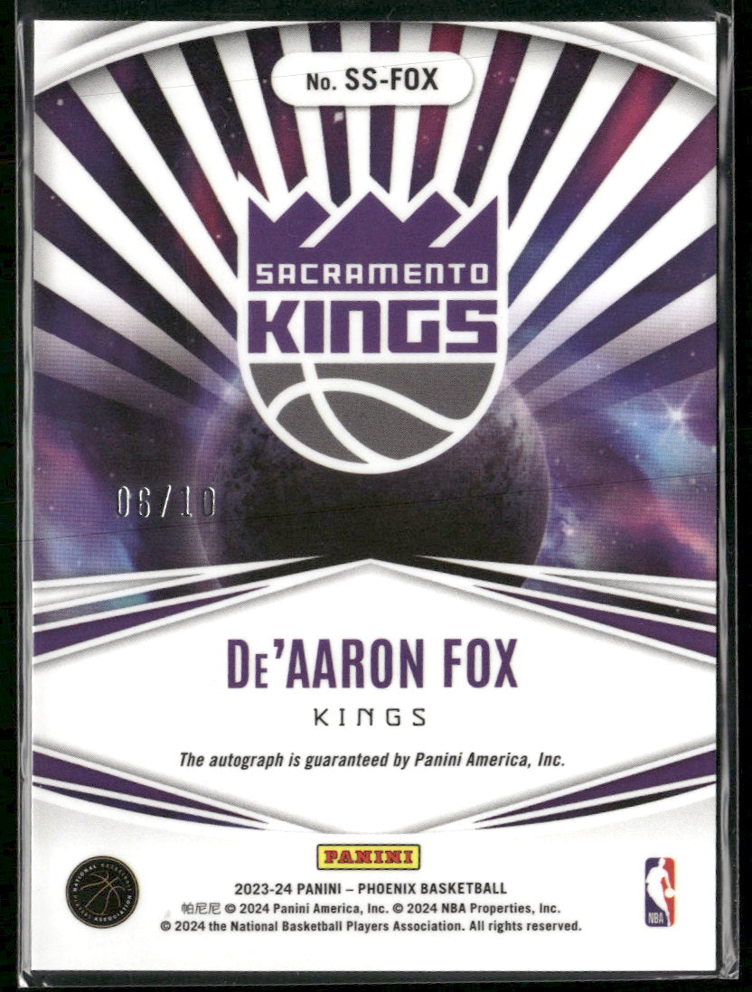 2023-24 Panini Phoenix Stellar Signatures Gold De'Aaron Fox #/10 AU #SS-FOX