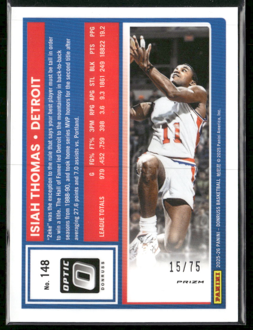 2025-26 Donruss Optic Pink Velocity Isiah Thomas #/75 #148