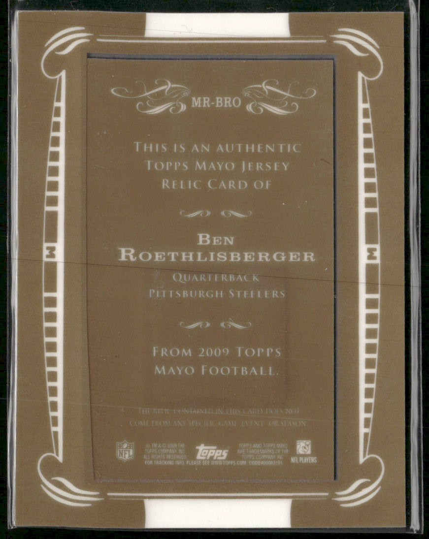 2009 Topps Mayo Relics Ben Roethlisberger #MR-BRO