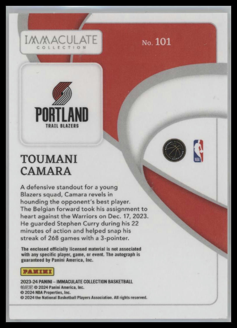 2023-24 Panini Immaculate Collection Gold Toumani Camara RC #/10 AU #101