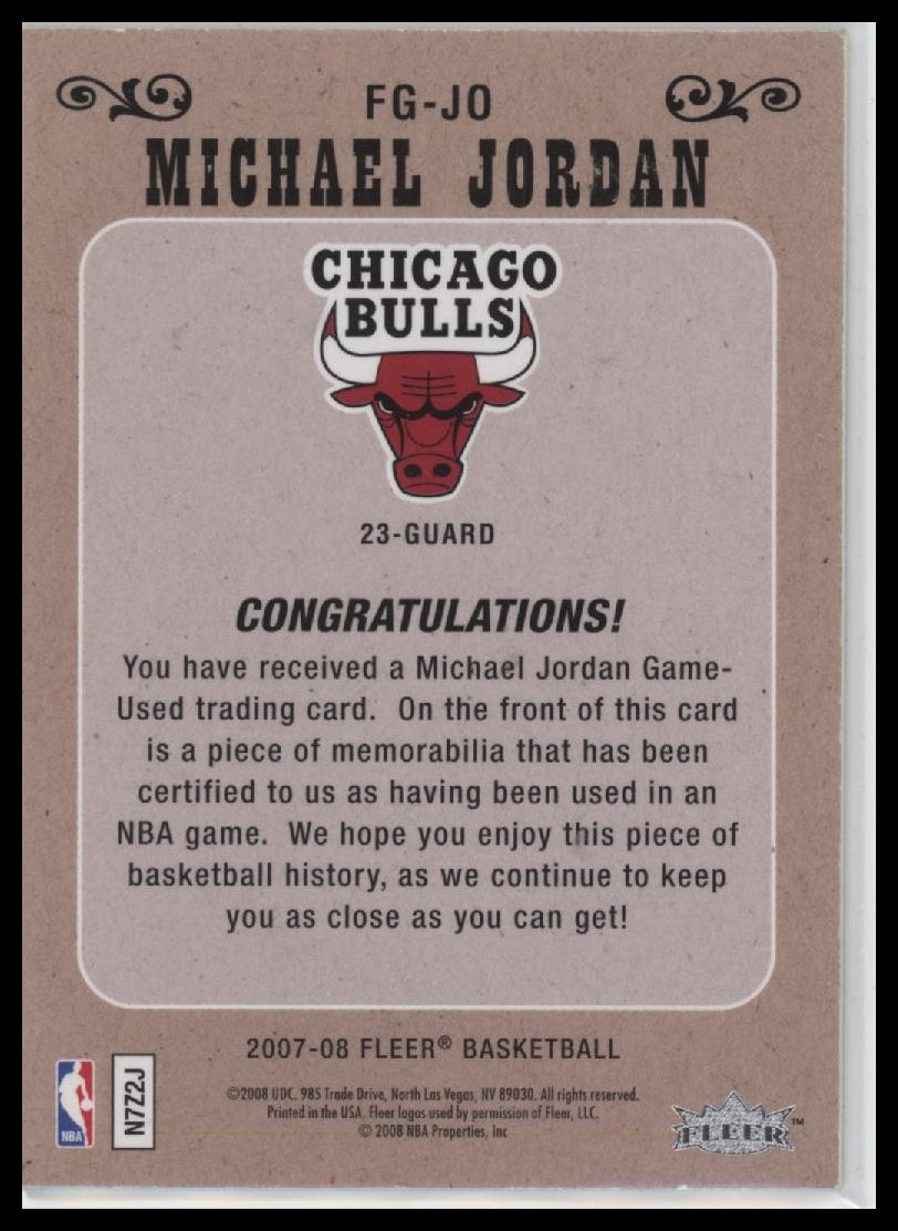 2007-08 Fleer Feel the Game Michael Jordan #FG-JO