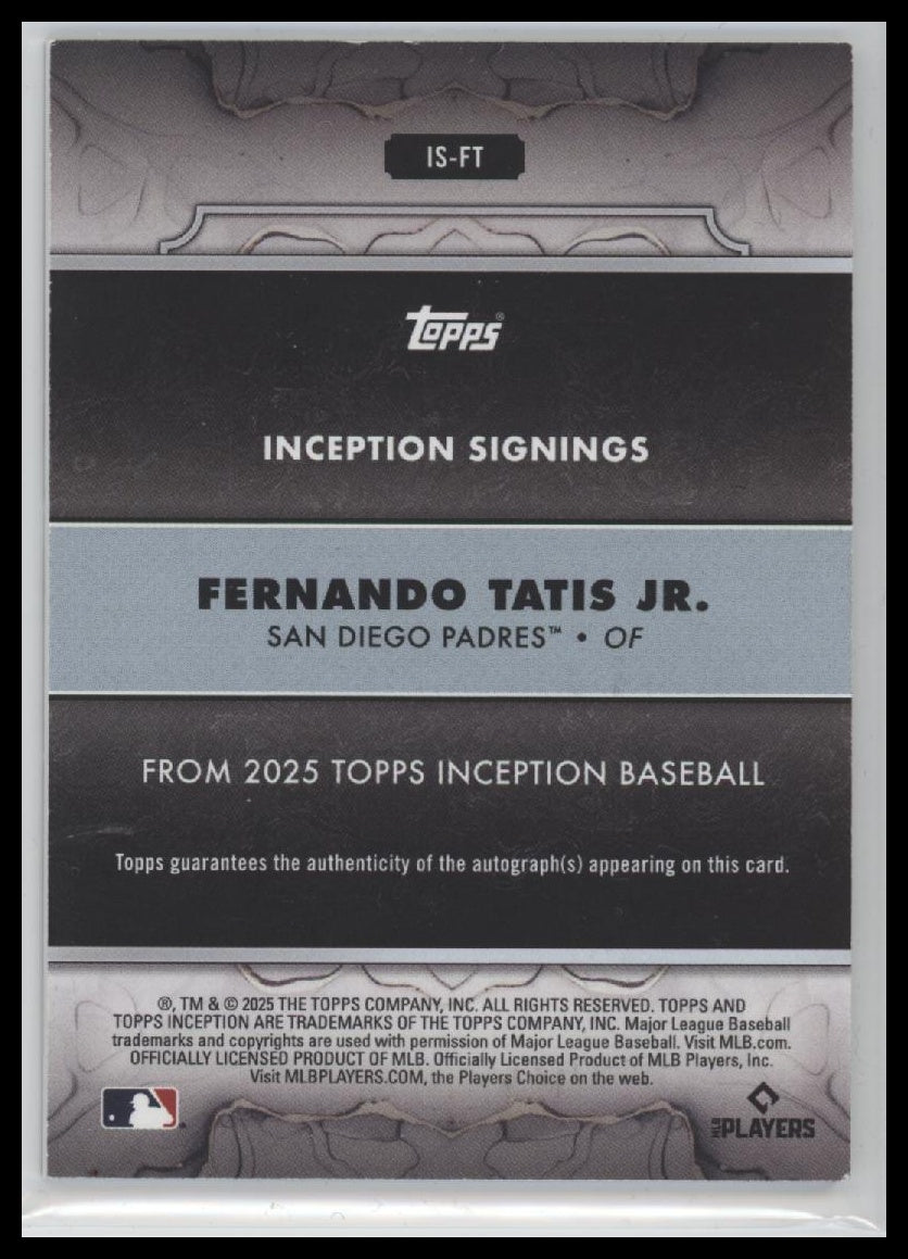 2025 Topps Inception #IS-FT Fernando Tatis Jr. Signings Gold Inscription /25