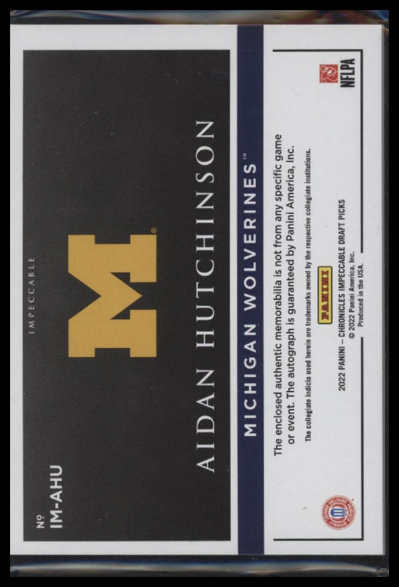 2022 Panini Chronicles Draft Picks Jersey Autograph Aidan Hutchinson #/99