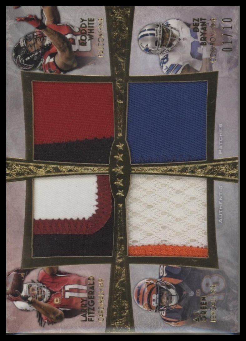 2013 Topps Five Star Quad Patches Larry Fitzgerald / White / Green / Bryant #/10