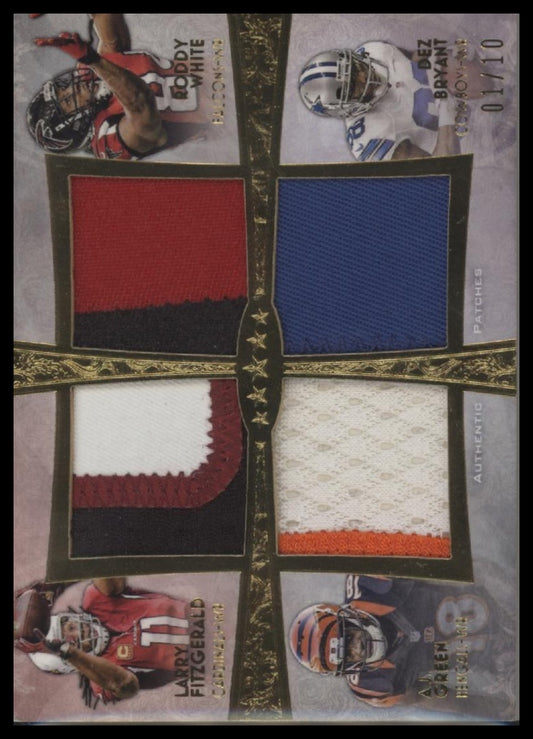 2013 Topps Five Star Quad Patches Larry Fitzgerald / White / Green / Bryant #/10