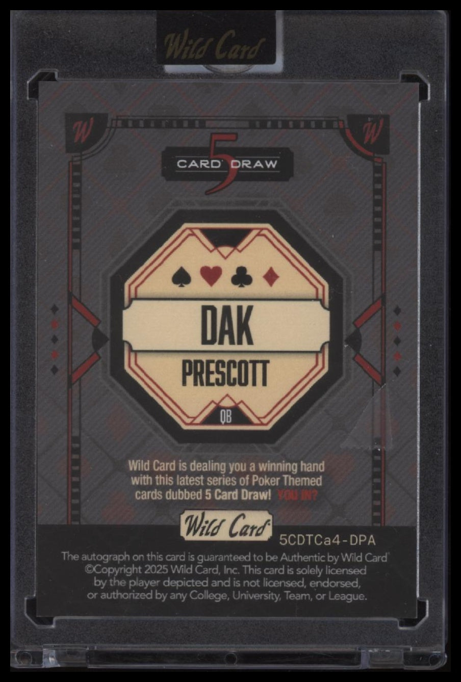 2025 Wild Card 5 Card Draw Blue Autograph Dak Prescott #/1