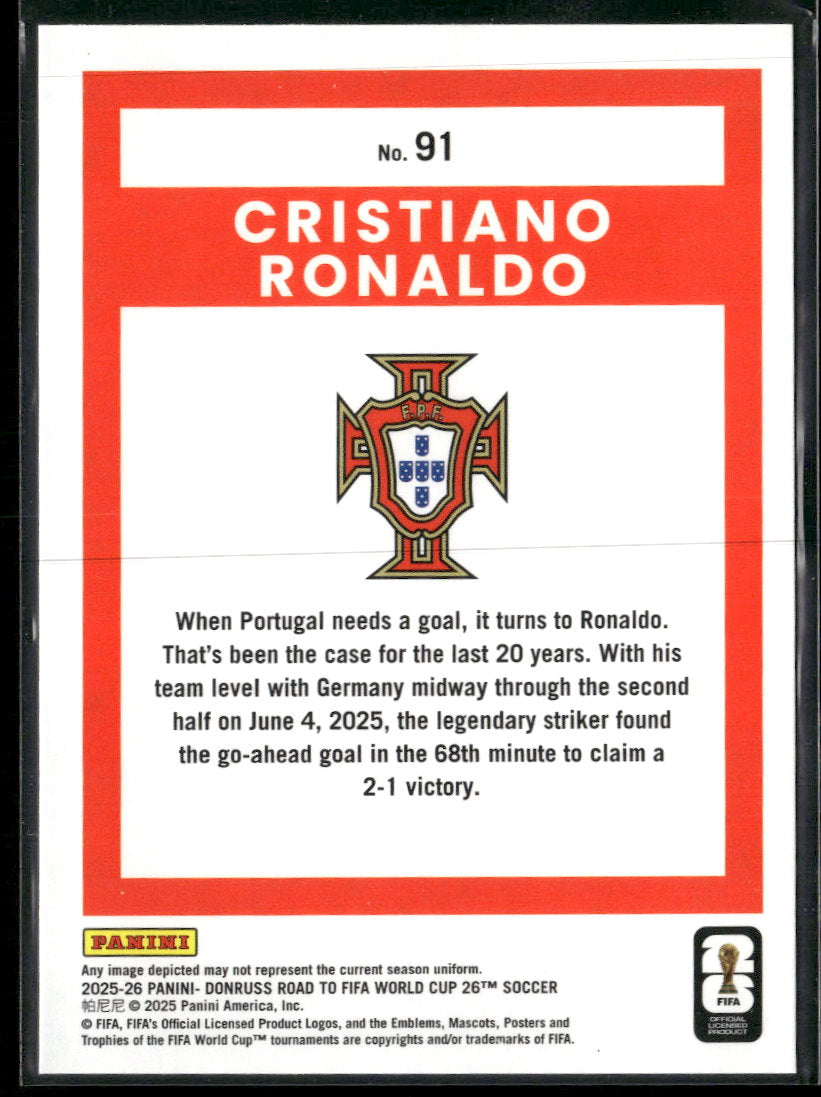 2025-26 Donruss Road to FIFA World Cup Cubic Cristiano Ronaldo #91