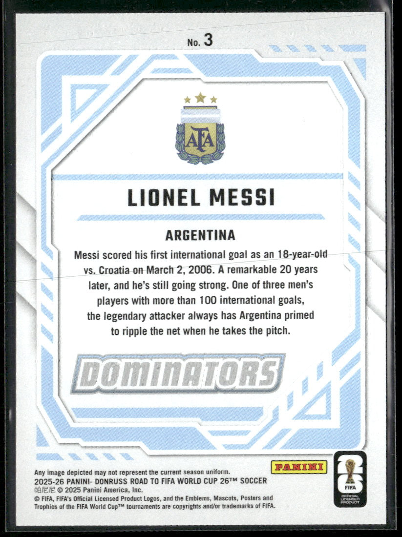 2025-26 Donruss Road to FIFA World Cup Dominators Red Lionel Messi #3