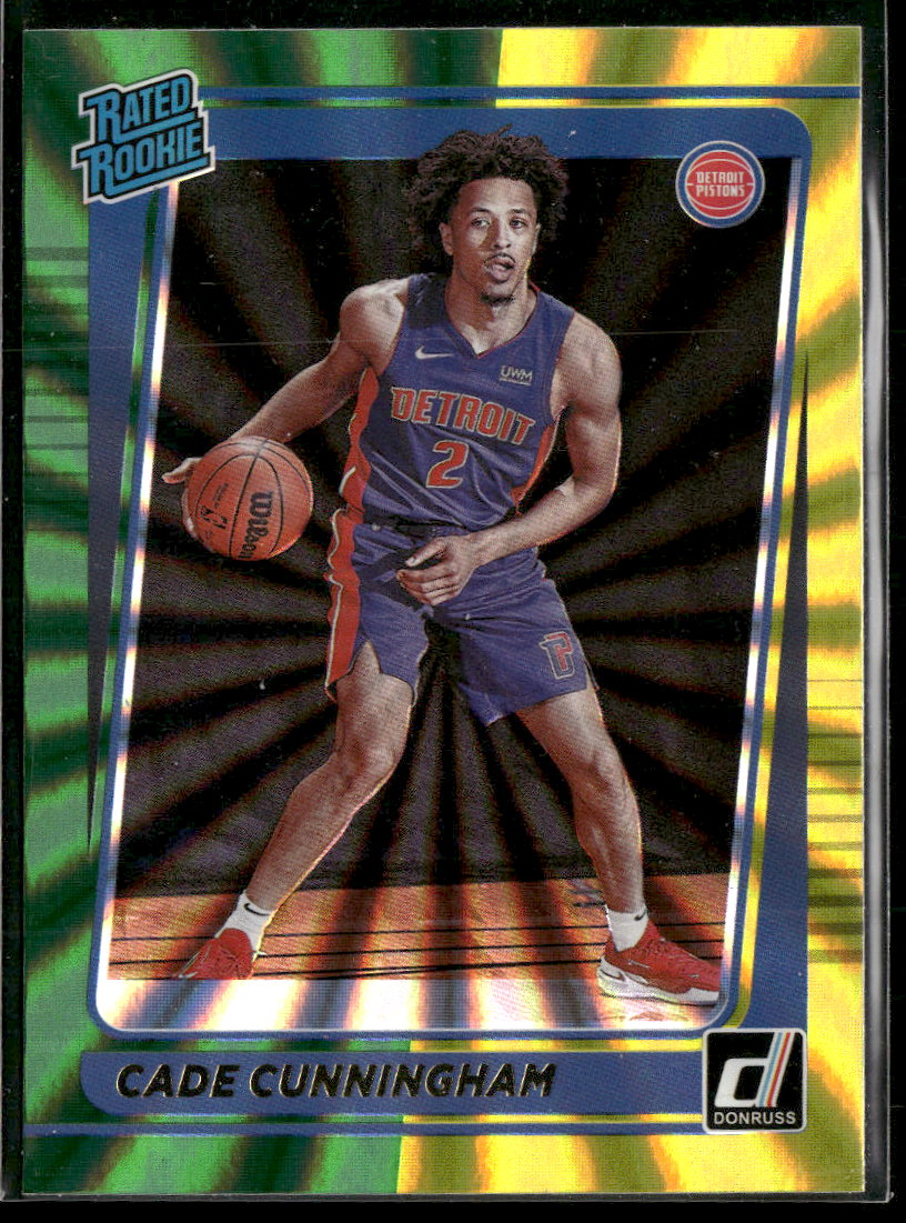 2021-22 Donruss Holo Green and Yellow Laser Cade Cunningham RC #211