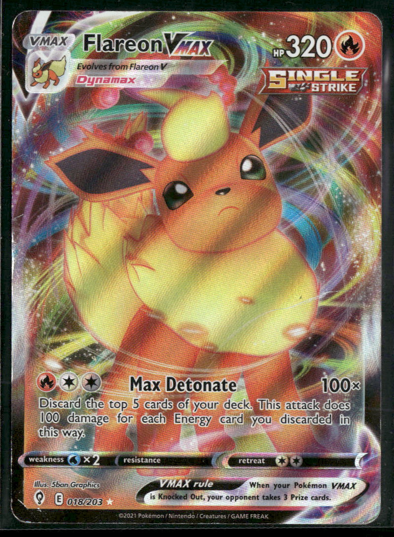 SWSH07: Evolving Skies Flareon VMAX #018/203 Damaged