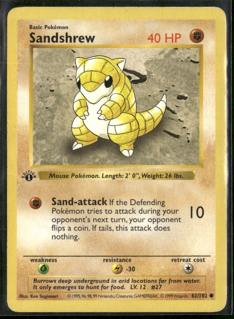 Base Set (Shadowless) Sandshrew #062/102