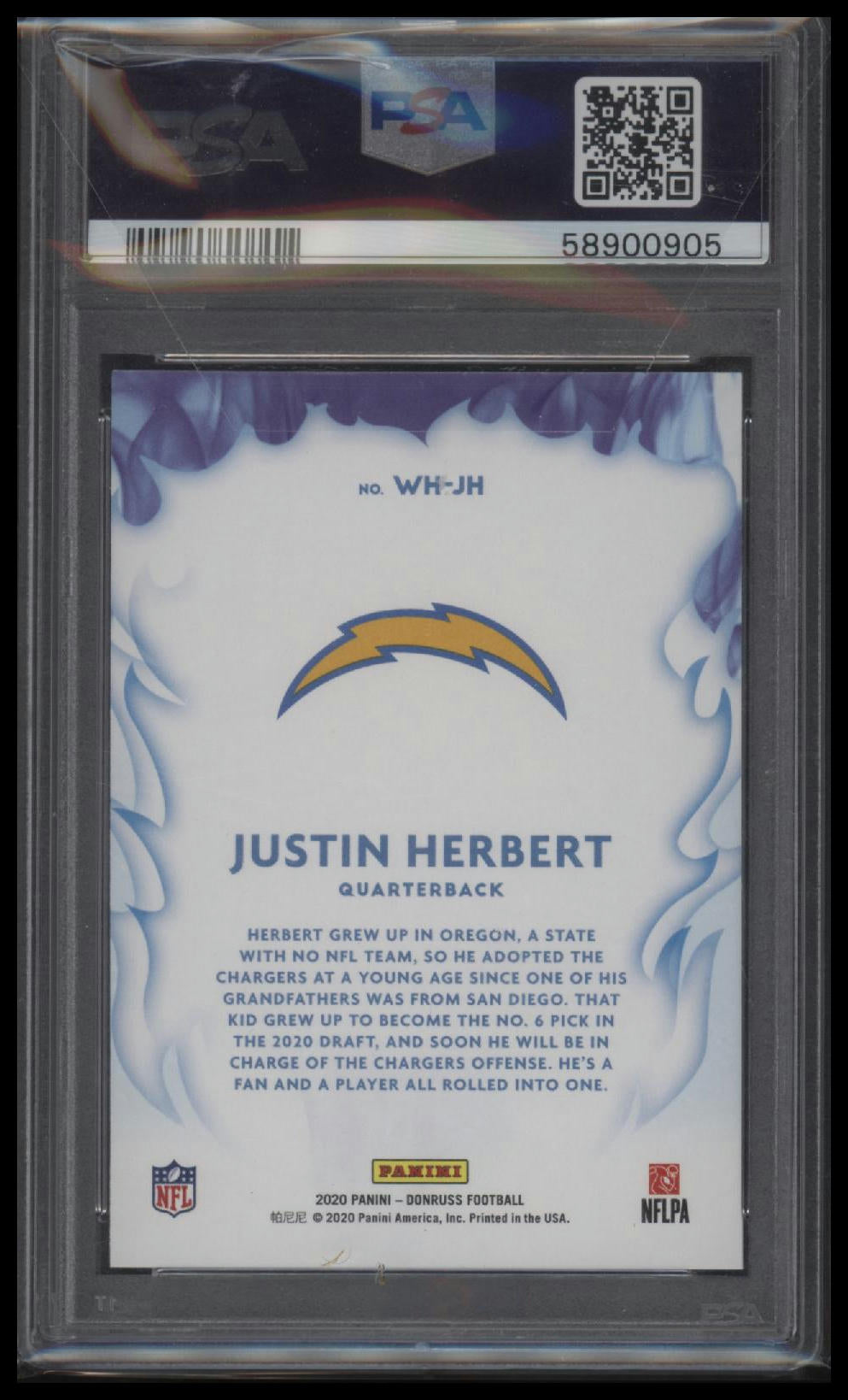 2020 Panini Donruss White Hot Rookies White Hot Rookies Justin Herbert 10 PSA