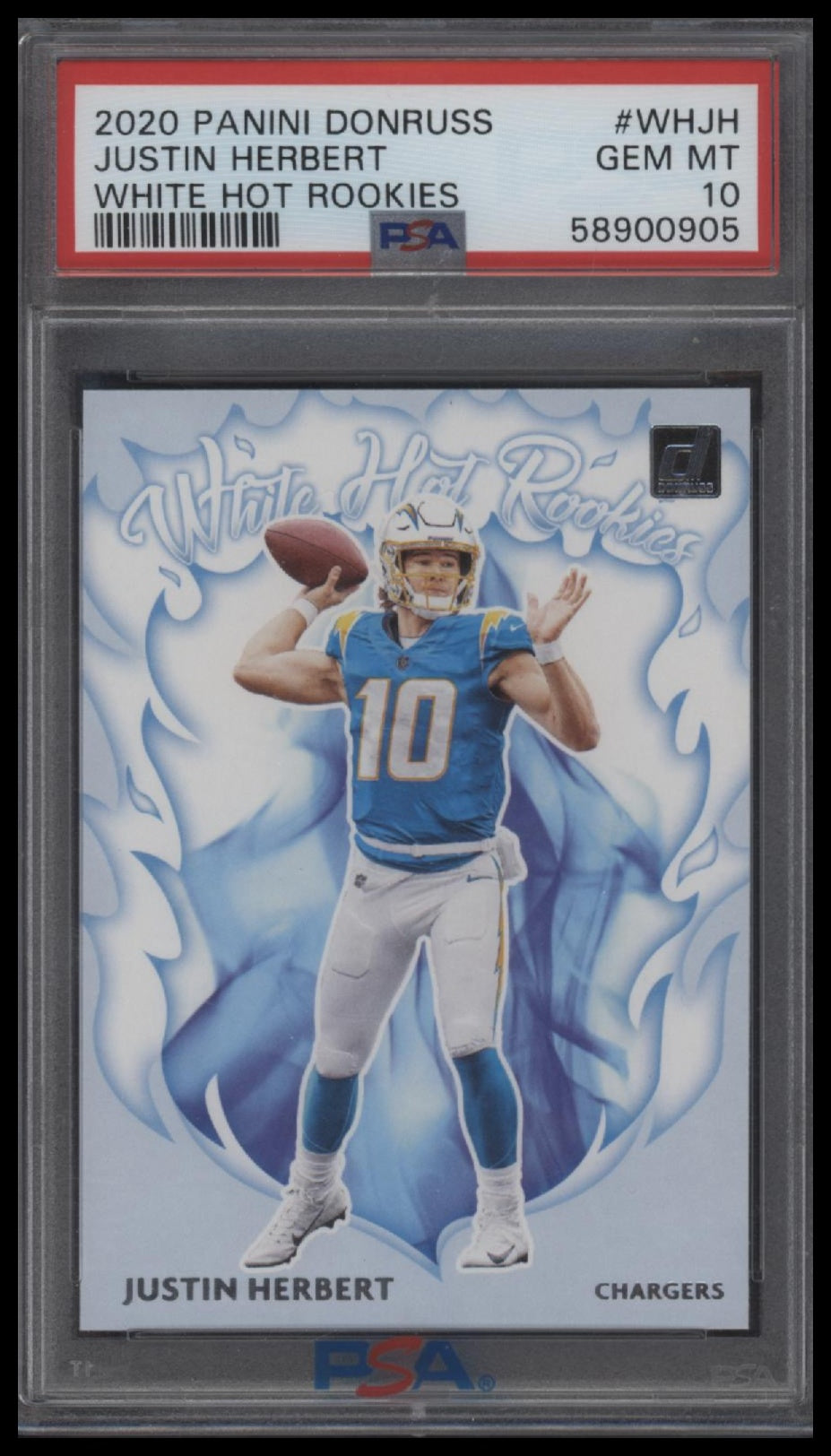 2020 Panini Donruss White Hot Rookies White Hot Rookies Justin Herbert 10 PSA