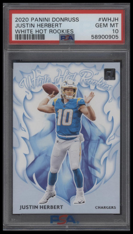2020 Panini Donruss White Hot Rookies White Hot Rookies Justin Herbert 10 PSA
