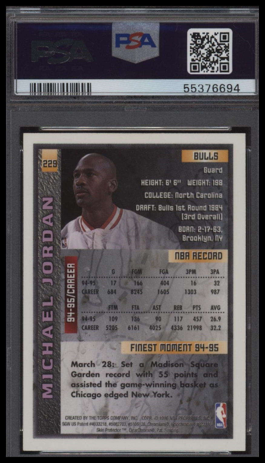 1995 Finest Michael Jordan 8 PSA #229