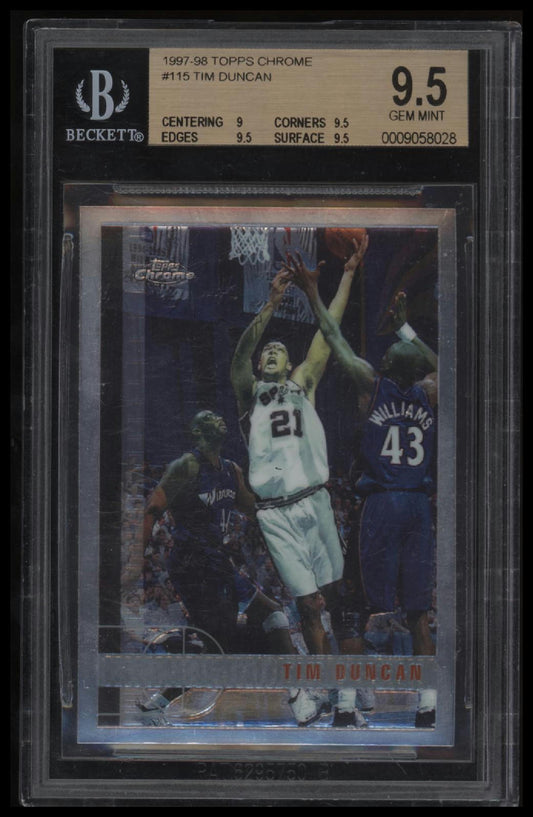 1997-98 Topps Chrome Tim Duncan RC 9.5 BGS #115