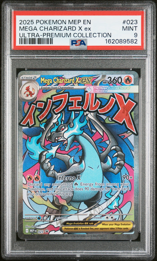 2025 Pokemon Mep En-Me Black Star Promo UPC Mega Charizard X Ex 9 PSA #023