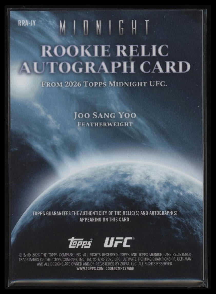 2026 Topps Midnight UFC Rookie Relic Autographs Joo Sang Yoo AU #RRA-JY