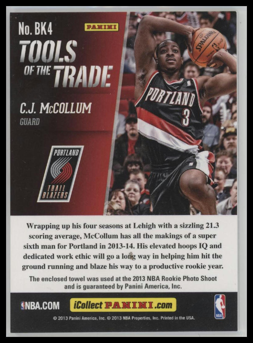 2013 Panini Black Friday Tools of the Trade C.J. McCollum #BK4