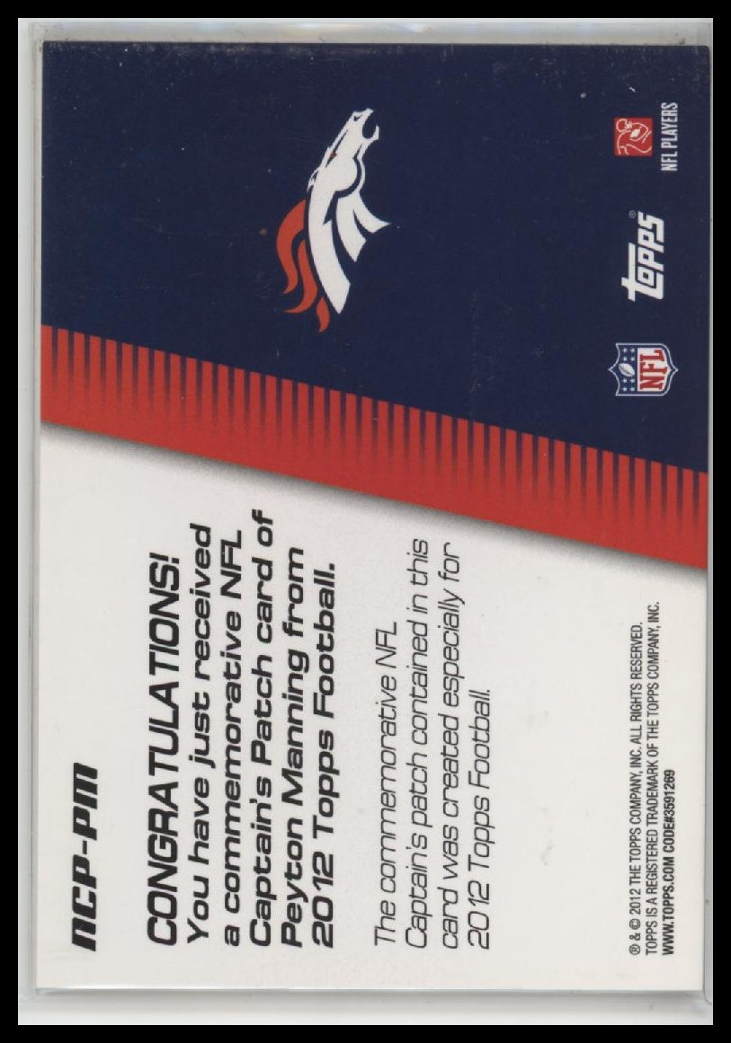 2012 Topps NFL Captains Patches Peyton Manning #NCP-PM