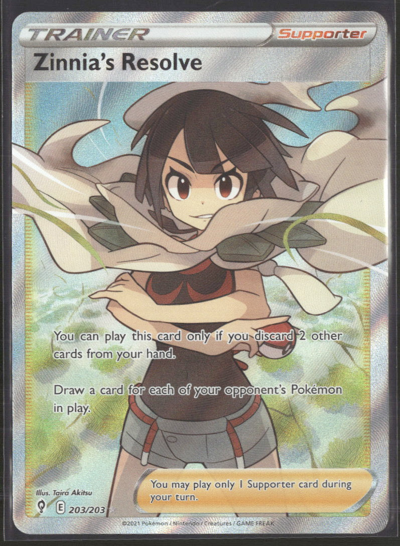 SWSH07: Evolving Skies Zinnia's Resolve (Full Art) #203/203
