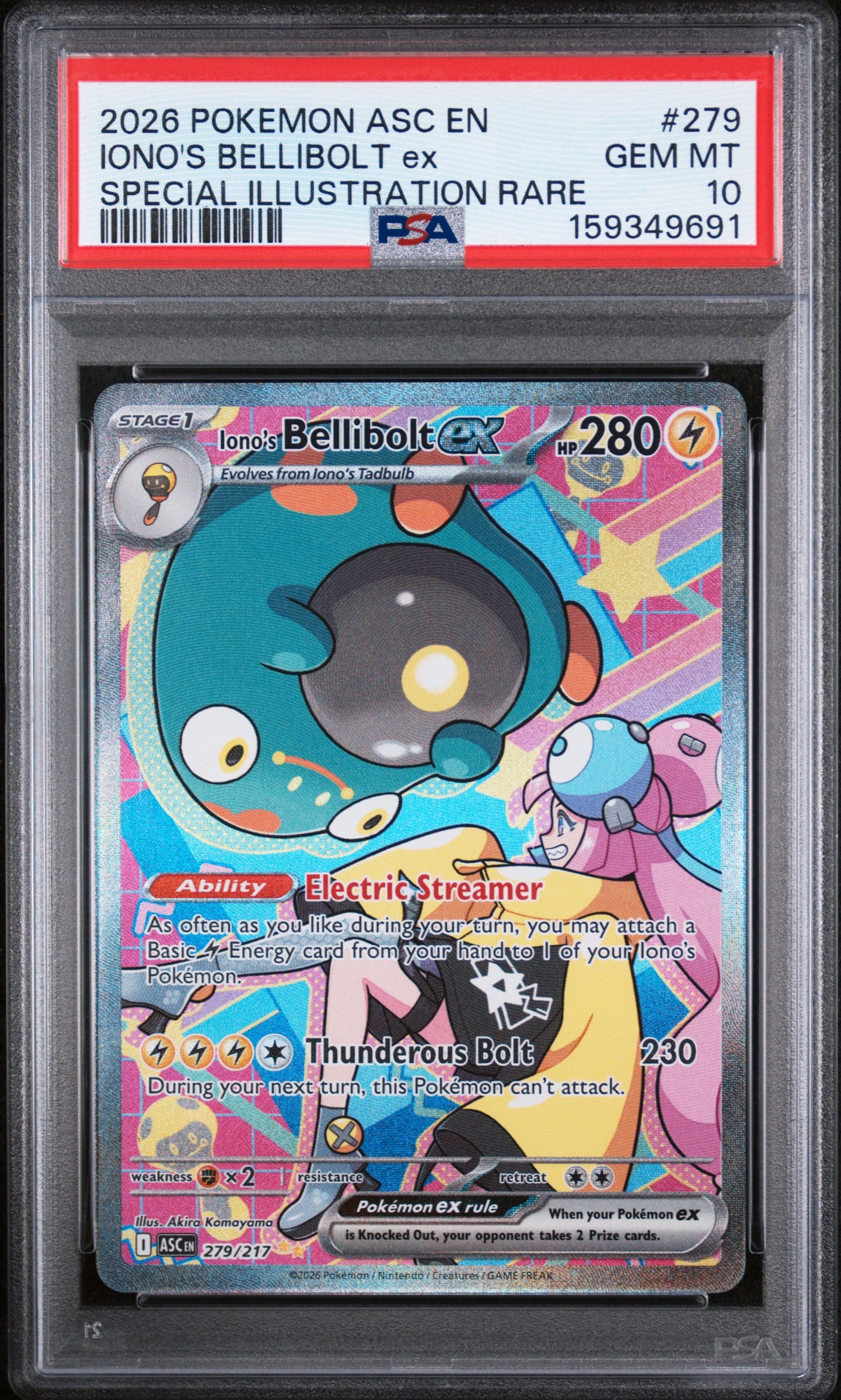 2026 Pokemon Ascended Heroes Illustration Rare Iono'S Bellibolt Ex 10 PSA #279