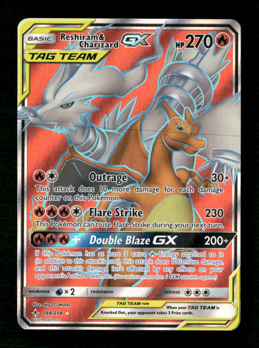 SM - Unbroken Bonds Reshiram & Charizard GX (Full Art) #194/214