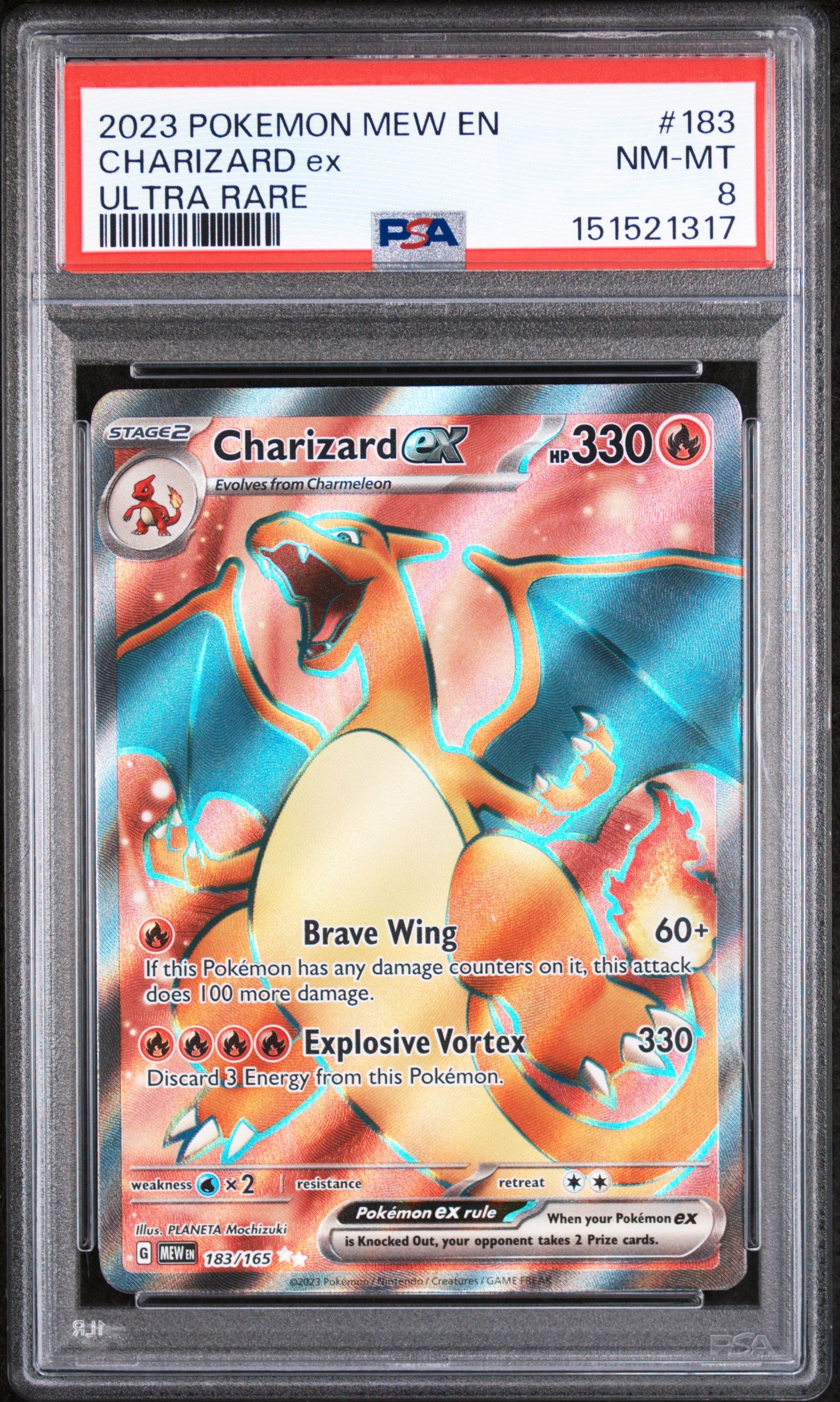 2023 Pokemon Mew En-151 Ultra Rare Charizard Ex 8 PSA #183