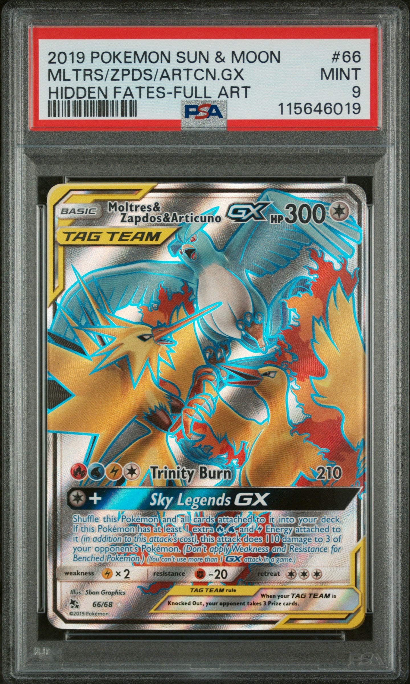 Sun & Moon Hidden Fates Hidden Fates Mltrs/Zpds/Artcn.Gx 9 PSA #66