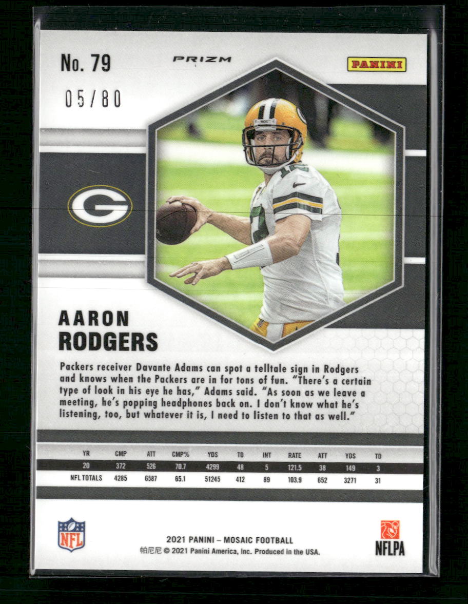2021 Panini Mosaic Choice Prizm Fusion Red and Yellow Aaron Rodgers #/80 #79