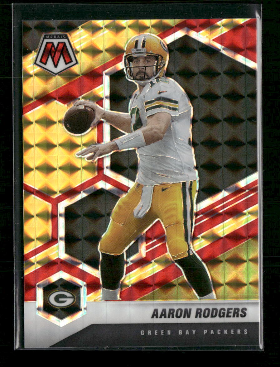 2021 Panini Mosaic Choice Prizm Fusion Red and Yellow Aaron Rodgers #/80 #79