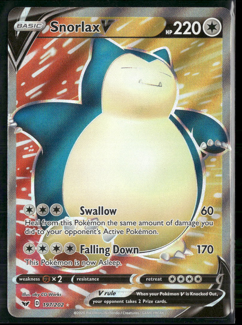 SWSH01: Sword & Shield Base Set Snorlax V (Full Art) #197/202