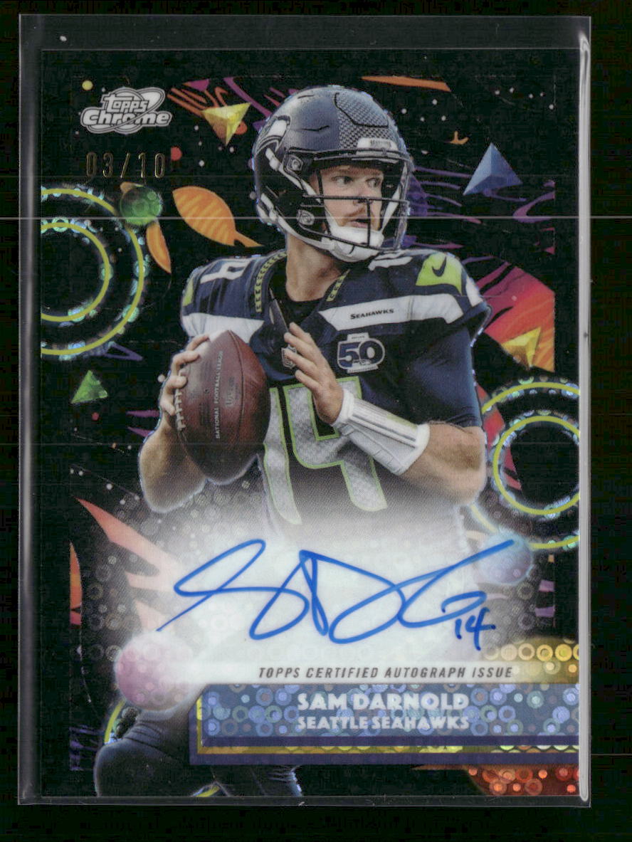 2025 Topps Chrome Cosmic AU Black Eclipse Refractor Sam Darnold #/10 AU #CCA-SD