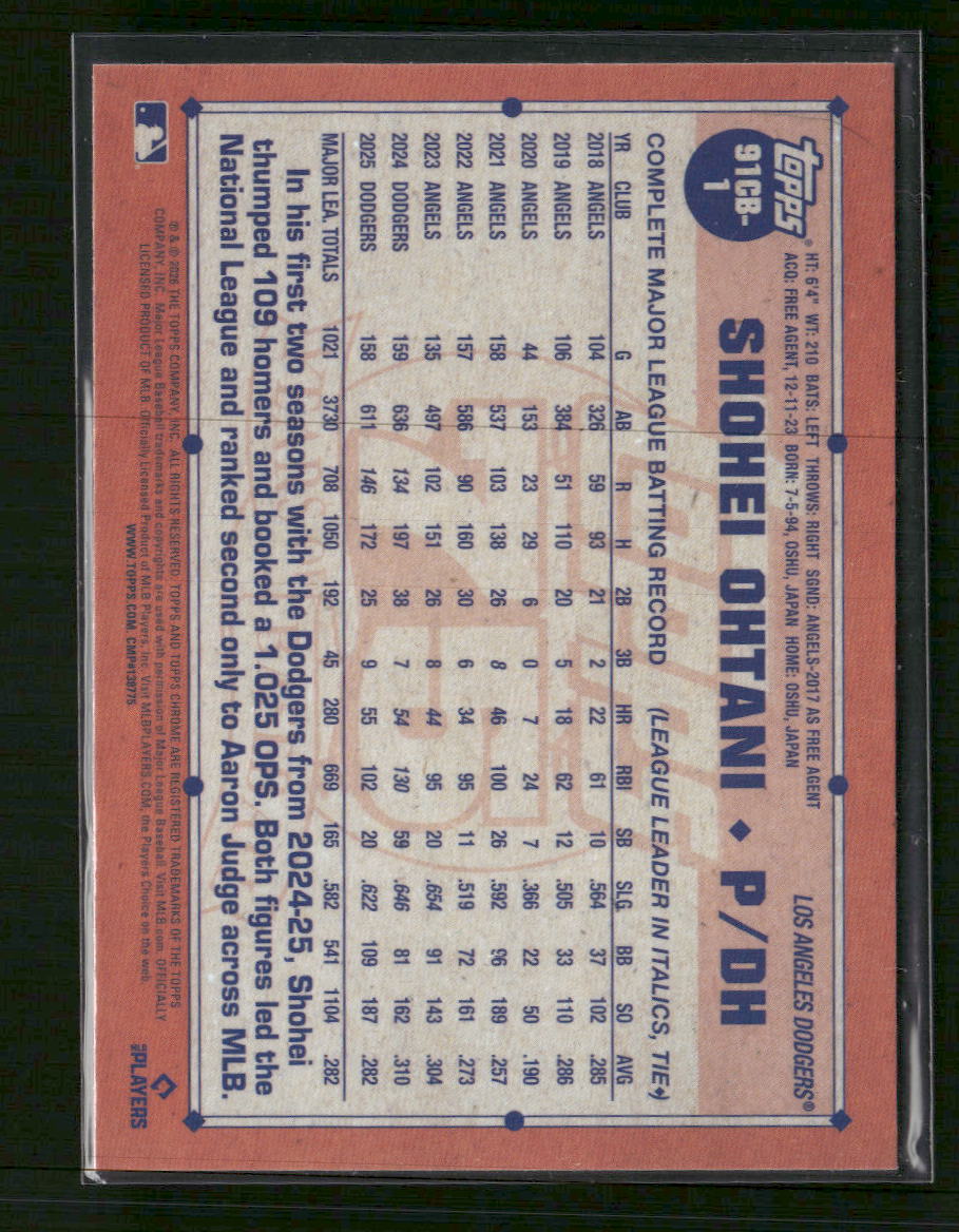 2026 Topps 1991 Topps Baseball 35th Anniversary Refractor Shohei Ohtani #91CB-1