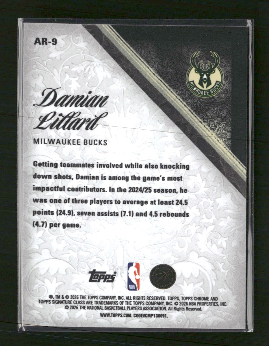 2025-26 Topps Signature Class Aristocrats Damian Lillard #AR-9