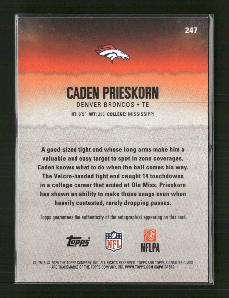 2025 Topps Signature Class Orange Lava Caden Prieskorn RC /25 #247