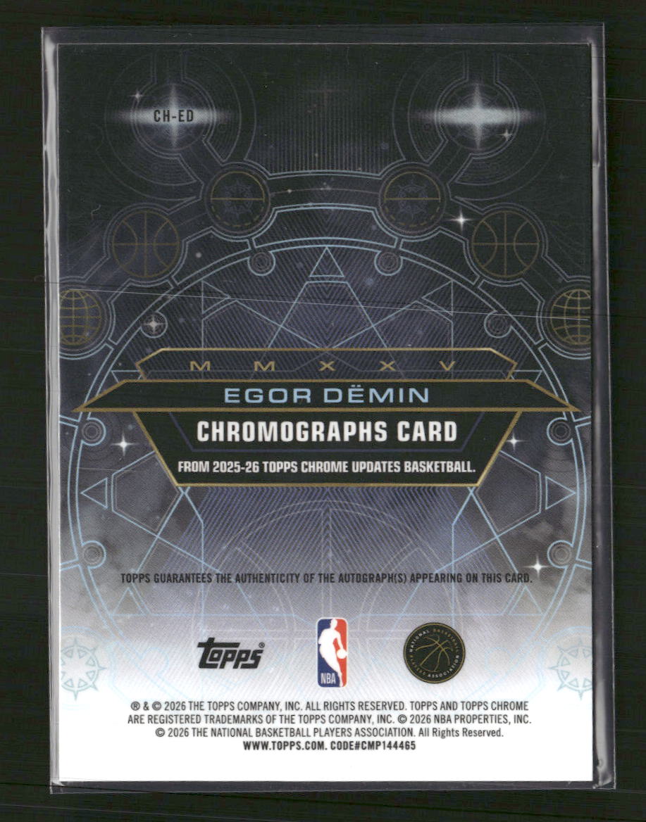 2025-26 Topps Chrome Update Chromographs Egor Dëmin AU #CH-ED